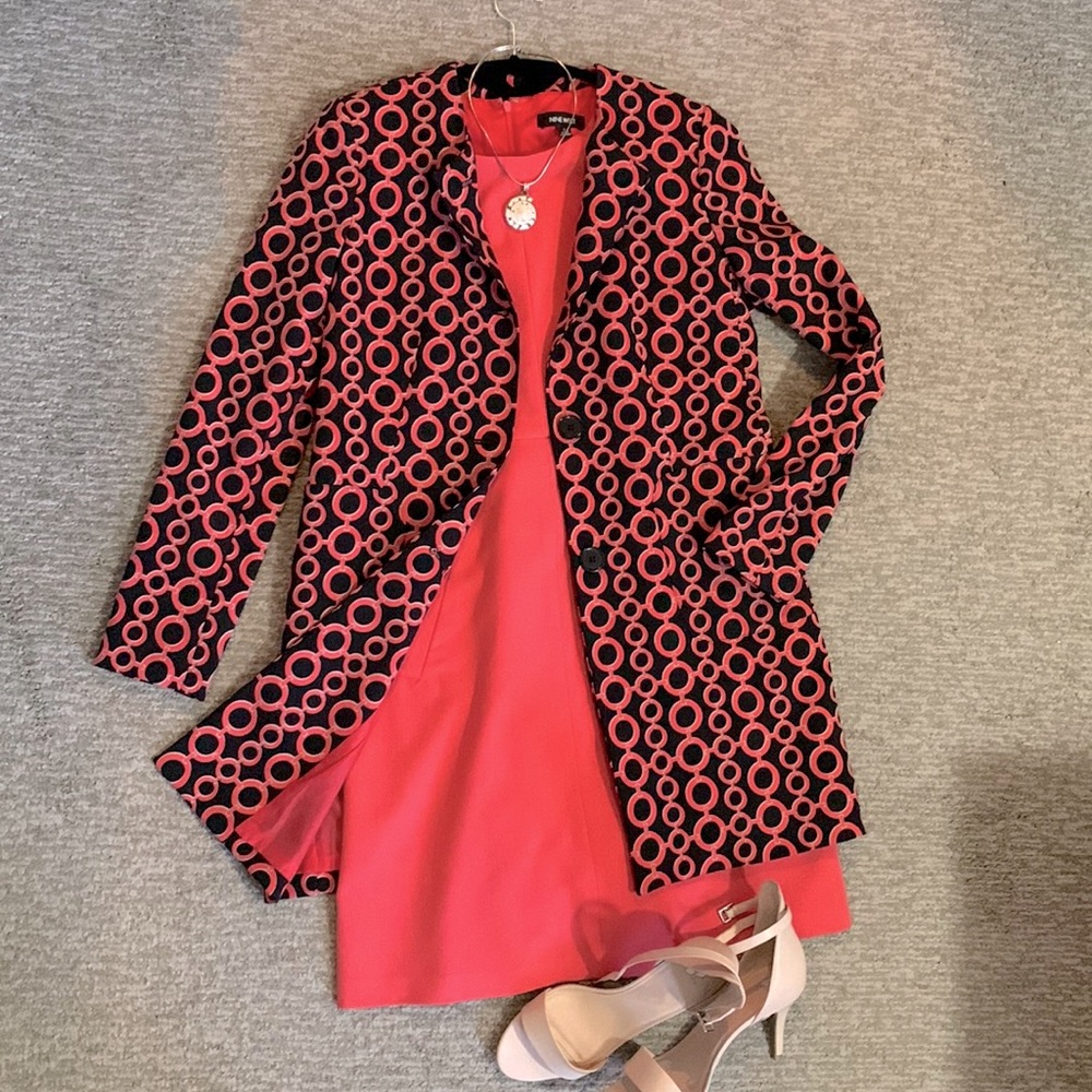 Shift dress with coordinating long coat